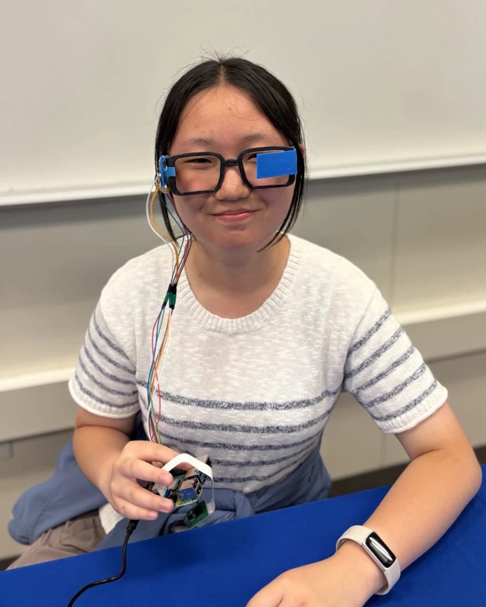 Siqi F. with their project, Smart Glasses