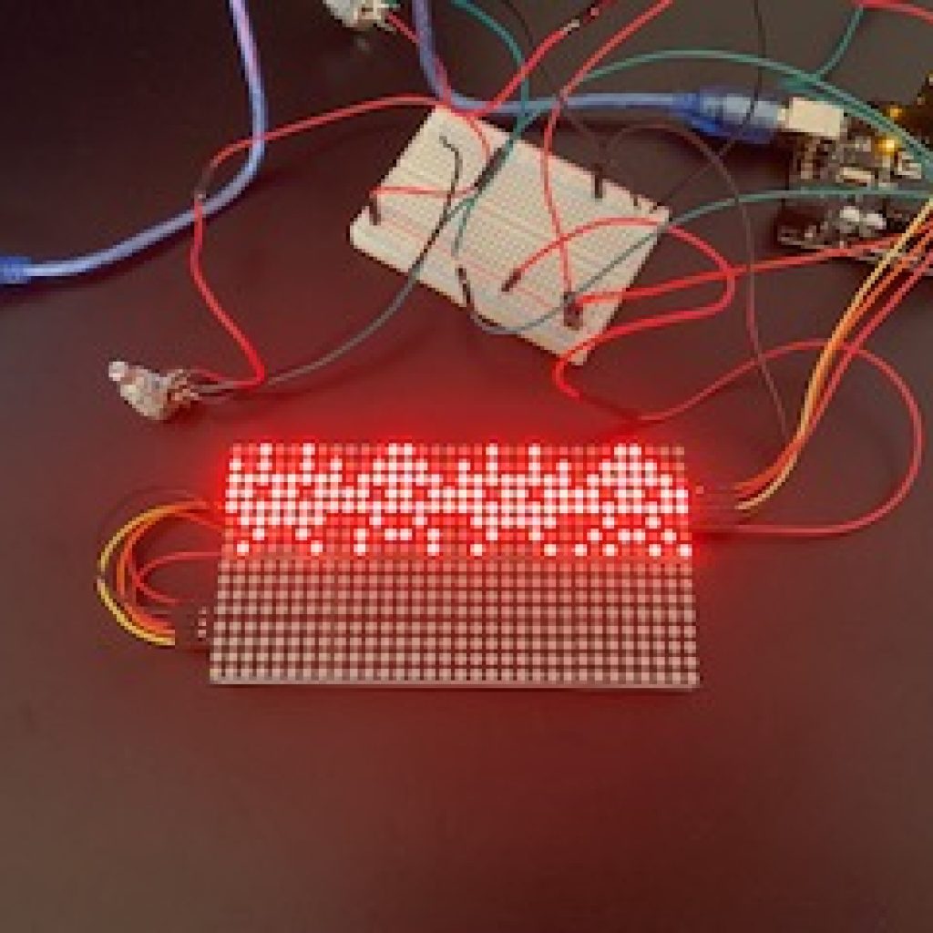 The LED matrix is lighting up according to the test code