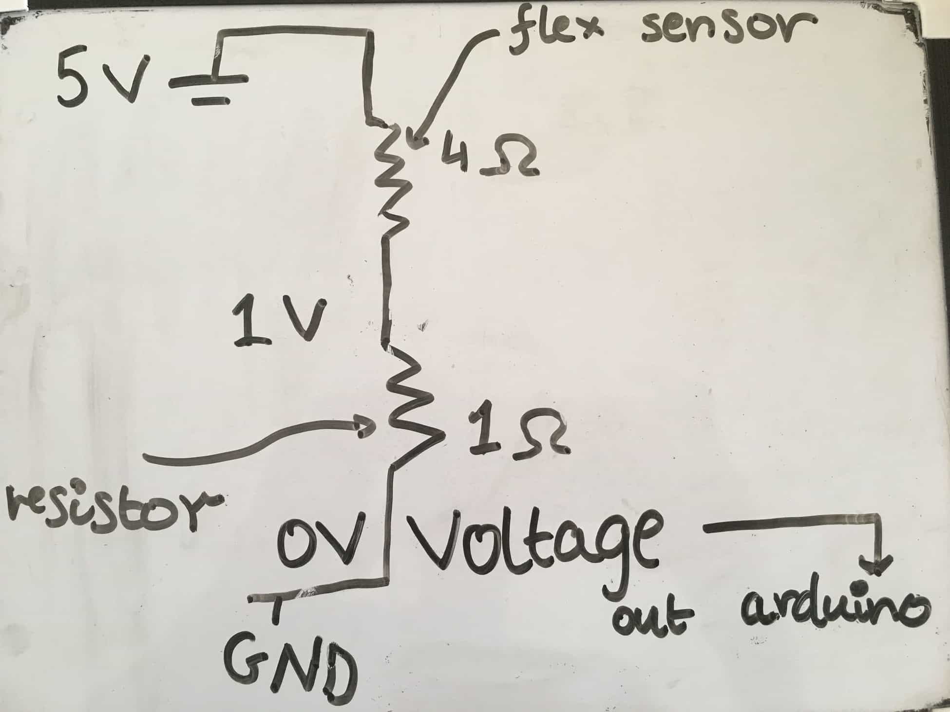WRONG WAY OF READING VOLTAGE(ARDUINO WIRE AFTER BOTH RESISTORS. VOLTAGE WILL ALWAYS BE 0)